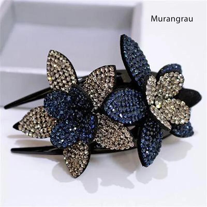 Strass Doppelblume Haarspange