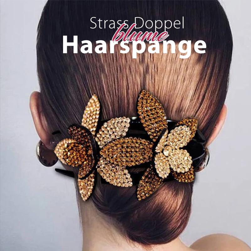 Strass Doppelblume Haarspange