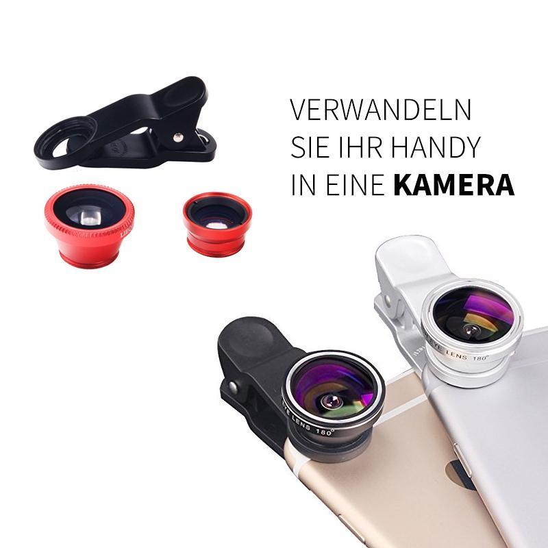 Universal 3-in-1-Weitwinkel-Makro-Fischaugen-Objektivset mit Clip-Fischauge