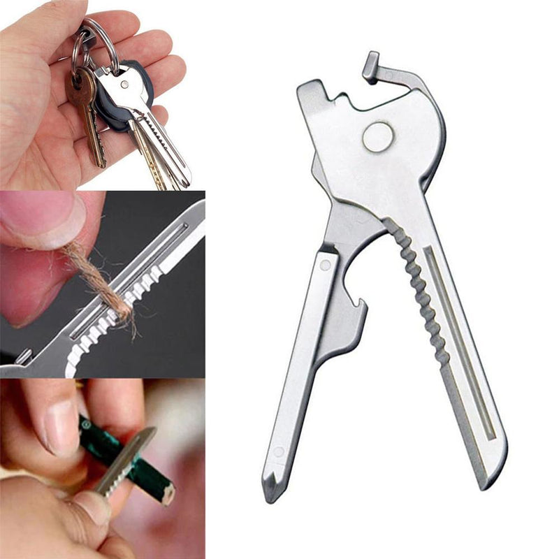 6-in-1-Schlüsselring Multifunktionswerkzeug Mini-Multitool-Schlüsselanhänger Pocket Edelstahl-Klappbar Swiss Tech Einfacher Flaschenöffner-Schlüsselanhänger