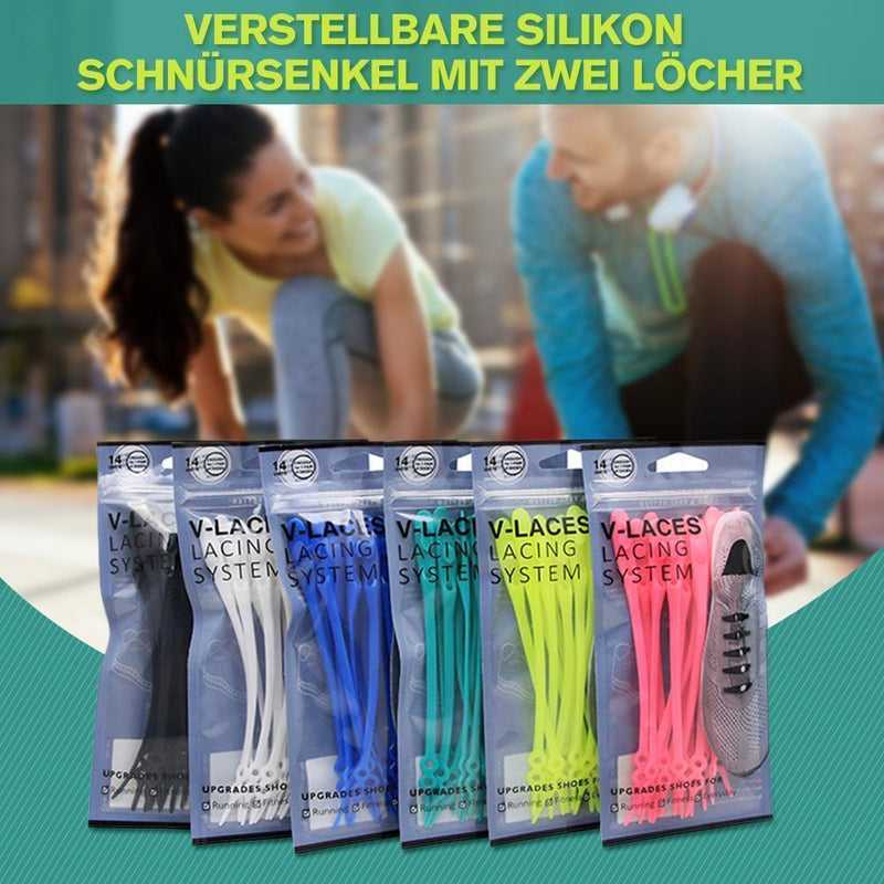 Verstellbare Silikon- Schnürsenkel mit zwei Löcher, 14pcs