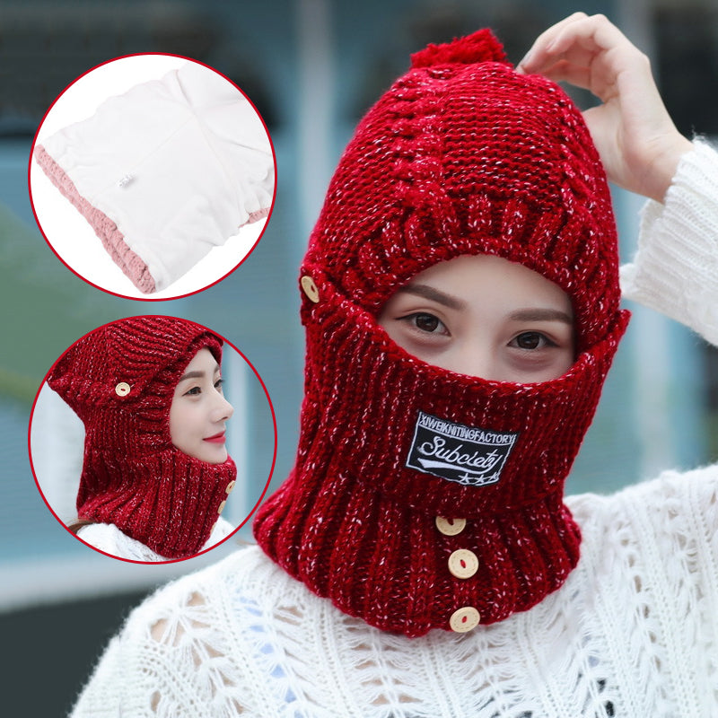 2 in 1 Maske Schal Strickmütze