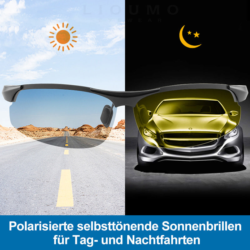 Selbsttönende Sonnenbrille mit blendfreien polarisierten Gläsern