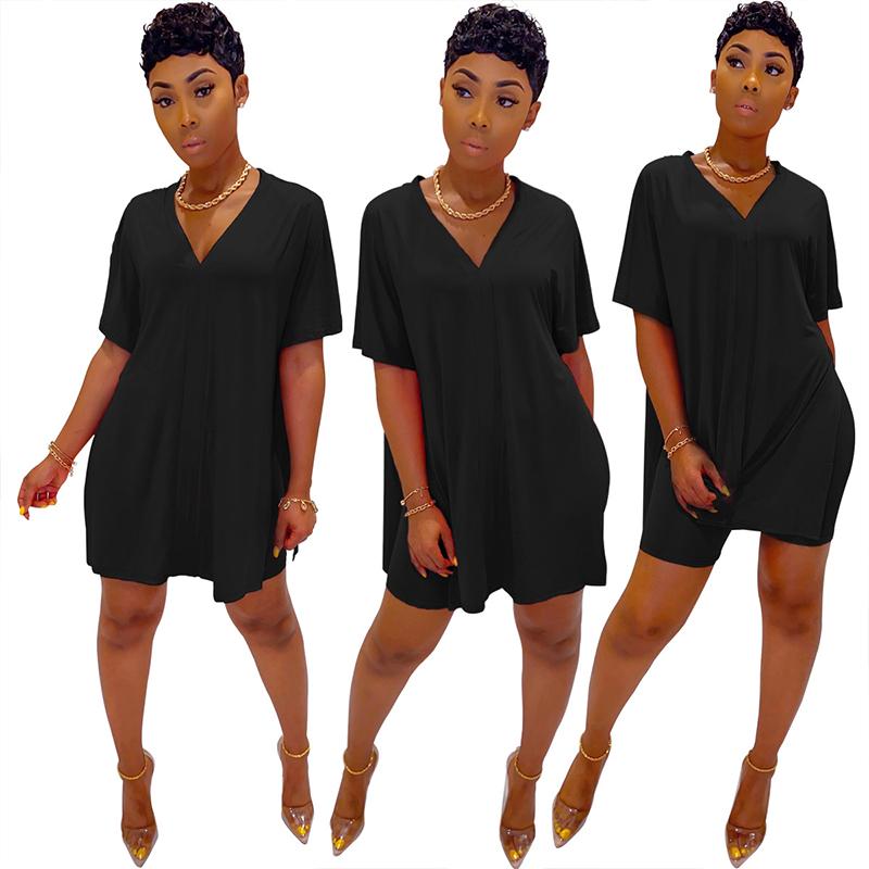 Batwing Sleeve Top & Short Set mit V-Ausschnitt