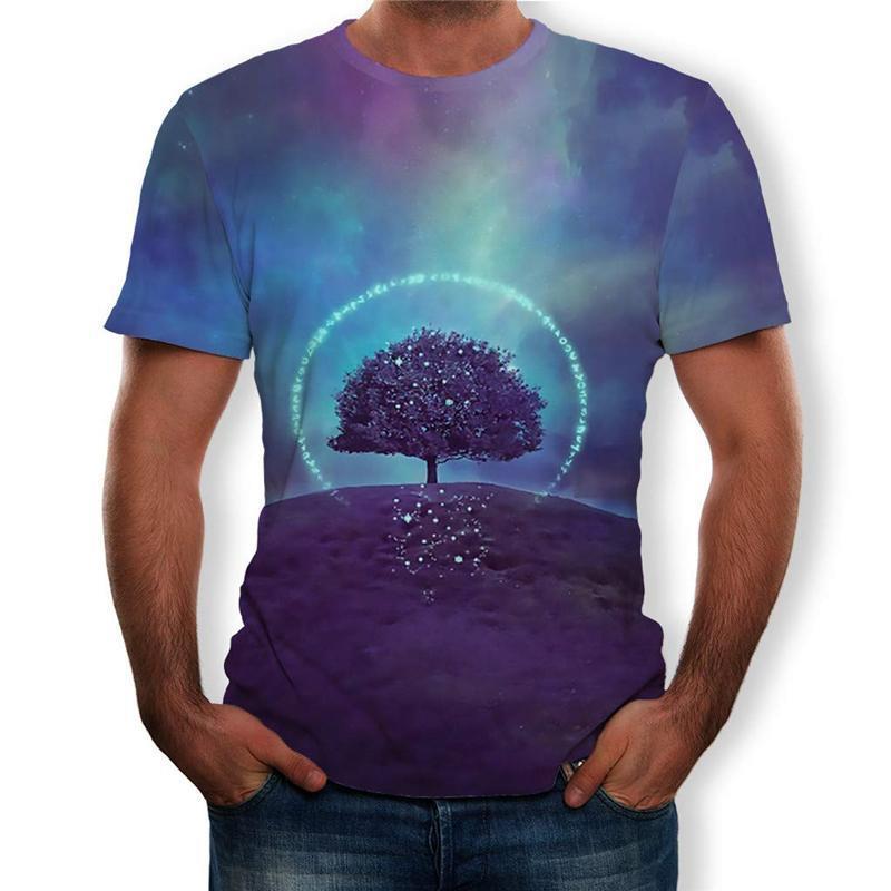 3D Druck Landschaftsbaum Kurzärmeliges T-shirt für Männer