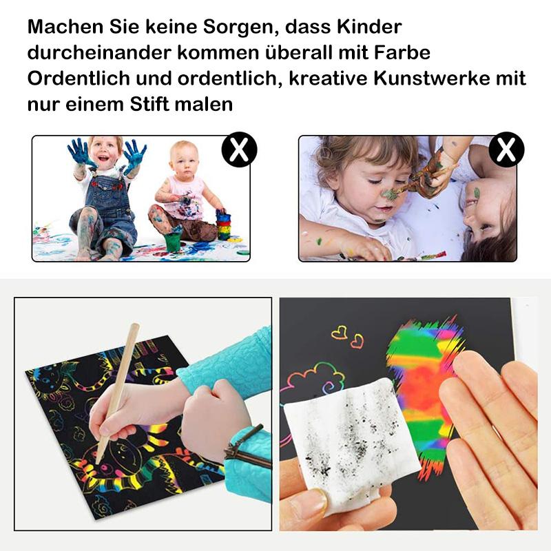 Buntes Rubbelpapier für Kinder, 50 Blatt