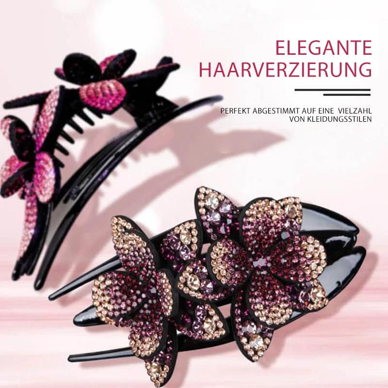 Strass Doppelblume Haarspange