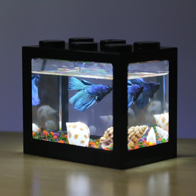 Buntes klares Mini-Aquarium-Aquarium-LED-Licht-Büro-Desktopverzierungs-Dekor