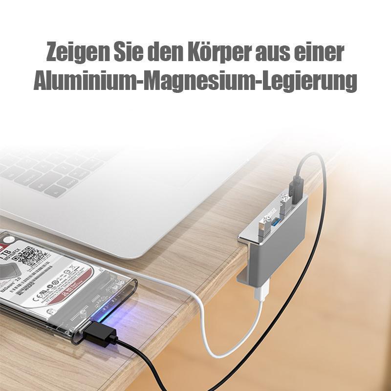 Anbaubarer USB 3.0-Adapter-Hub auf der Schreibtischseite