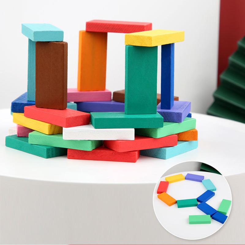 Bunte Domino-Blöcke Holzspielzeug, 120 Stück / Set