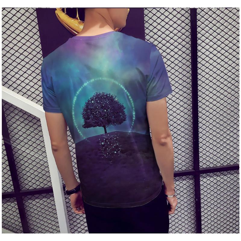 3D Druck Landschaftsbaum Kurzärmeliges T-shirt für Männer