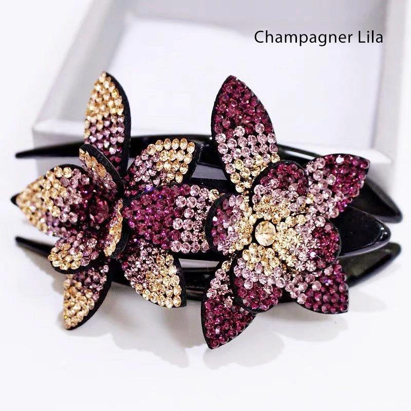 Strass Doppelblume Haarspange